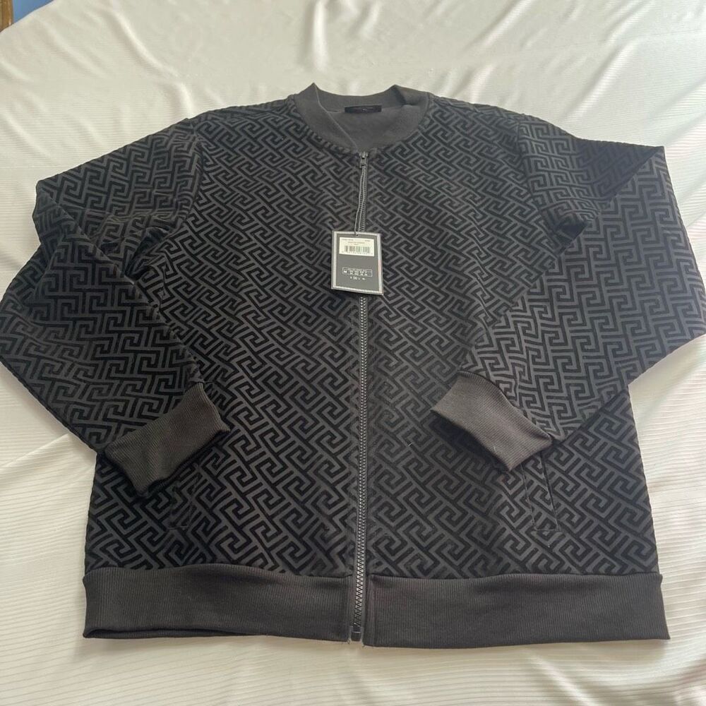 NWT Casa Moda Black Knit Bomber Jacket Size Medium New